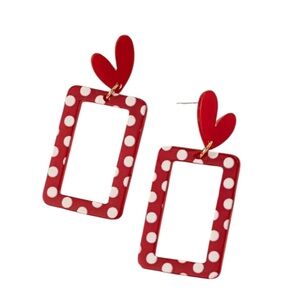 Red Heart Polkadot Earrings